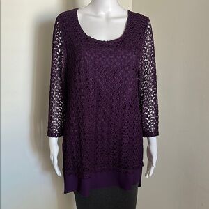 JM Collection, Women’s Size Large Purple Lace Top